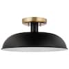 Nuvo Colony 1-Light Small Flush Mount - Matte Black with Burnished Brass 60/7491